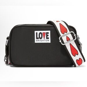 Brighton Love Essentials Crossbody Bag Black Heart Strap NWT